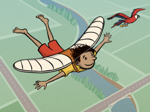 Image of a flying boy.