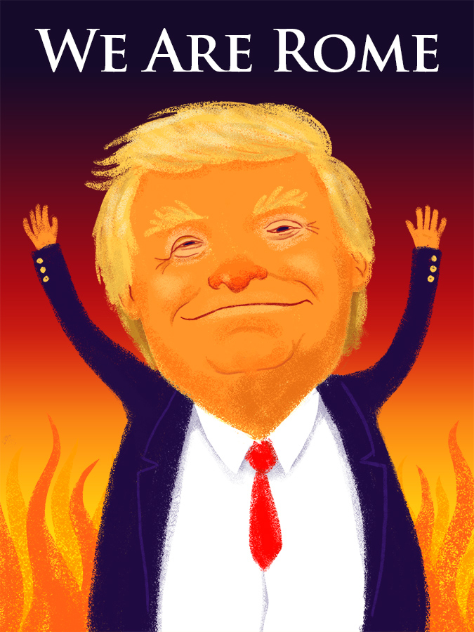 Portrait of Trump burning Rome.